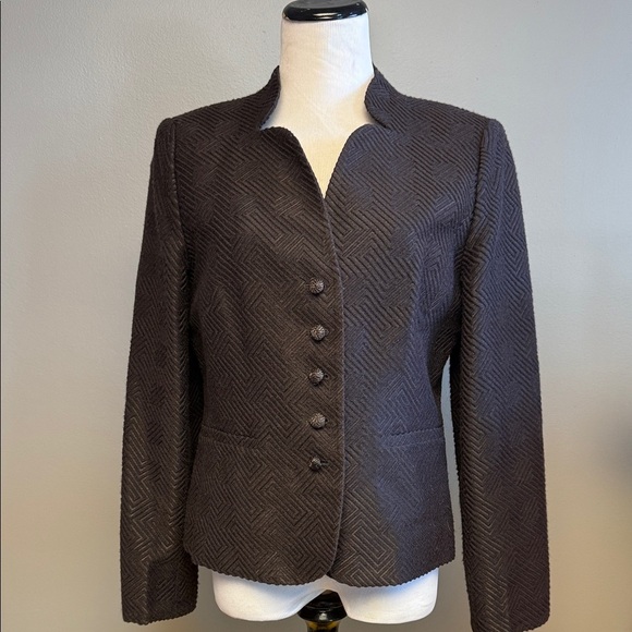 Talbots Jackets & Blazers - Talbots Brown Textured Blazer Jacket Size 8 Structured Career Classic